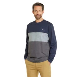Puma Cloudspun Colourblock Crew Neck Golf Mid Layer 535458 -Golf Clothing Store CLOUDSPUN Colourblocked Crew Neck Golf Sweatshirt Men 2