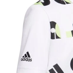 Adidas Junior Graphic Print Golf Polo Shirt HC0251 7 Adidas Junior Graphic Print Golf Polo Shirt HC0251 -Golf Clothing Store HC0251 4 APPAREL Photography DetailView1 white